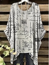 olcso Női csíkos és geometriai felsők-Női Boho ing Grafika Mértani Absztrakt Elegáns Csehország Aktív Rövid ujjú Denevérujj Terített nyak Normál felsők Napi Szabadság Strandruházat Fekete Fehér Arcpír rózsaszín Barna Nyár Tavasz