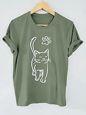 abordables T-shirt Animaux-Femmes T-shirt Graphique Animal ancien Élégant Classique Manche Courte Col ras du cou Col rond Hauts Réguliers Quotidien Week-end Imprimé Noir Blanche Rose Claire Rouge Bleu Été Printemps
