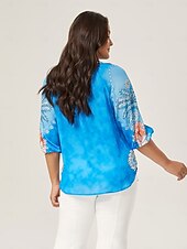 economico Bluse e camicie-pullover con stampa in stile vacanza