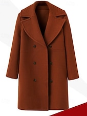 preiswerte Wintermäntel-Damen Parka Warm Bequem Knöpfe Tasche Mode Einfach Täglich Ausgehen Doppelreihig Lang Umlegekragen Normale Passform Langarm Oberbekleidung Schwarz Wein Khaki Herbst Winter