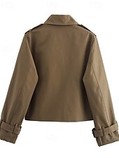 preiswerte Hemdjacken-Damen Freizeitjacke Bequem Knöpfe Tasche Mode Modern Einfach Täglich Ausgehen Doppelreihig Regulär Umlegekragen Normale Passform Langarm Oberbekleidung Schwarz Braun Khaki Herbst Winter