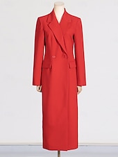 cheap Floor Length-Blazer Dress Mother of the Bride Dress Tuxedo Dress Elegant Shirt Collar Ankle Length Polyester Long Sleeve with Solid Color