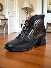 abordables années 1930-Bottes Oxford blanches en maille édouardienne pour femmes des années 1910 - Chaussures de danse à lacets vintage avec motif découpé et talons épais pour les soirées jazz d&#039;été et les costumes rétro