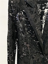 baratos Terninhos de calça da mamãe-Conjunto de Calças Vestido da Mãe da Noiva Vestido Elegante Colarinho de Camisa Comprimento do Tornozelo Renda Mangas Longas com Cor Sólida