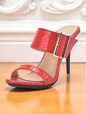 abordables Fête de la Vie Nocturne-Sandales à talons hauts jaunes à motif crocodile pour femmes avec bride à boucle - Chaussures de soirée audacieuses à bout ouvert pour la vie nocturne, les clubs et les événements estivaux