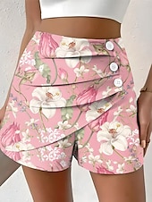 levne Grafické šortky-Dámské Kalhoty chinos Kraťasy Elegantní prázdniny Vinobraní Krátký Středně vysoký pas Květinový Grafika Dovolená Domů Ležérní Světlá růžová Vodní modrá Fialová Světle zelená Léto Jaro Běžný