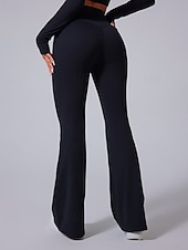cheap Yoga Leggings &amp; Tights-Women's pilates leggings fitness pants sport pants Flared Lightweight Pilates Running Fitness Pants Solid Color Black White Pink Fall Winter Sports Activewear Micro-elastic