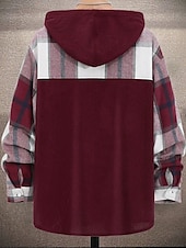 baratos Casacos &amp; Sobretudos para Homem-Homens jaqueta leve Jaqueta de Camisa Jaqueta casual Cabana Férias Diário Respirável Bolsos Primavera Outono Xadrez Moda Clássico Com Capuz Padrão Preto Vermelho Azul cáqui Casaco