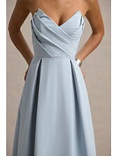 economico Abiti da cocktail-Abiti da cocktail a trapezio, eleganti, abiti da cerimonia, da sposa, lunghezza tè, midi, senza maniche, scollo a cuore, in crêpe elasticizzata con pieghe e tasca 2025