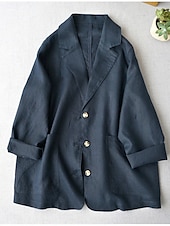 abordables Chemises-Femmes Blazer Confortable Respirant Avec Poches Boutons Occasionnel Uni Bureau Rue Occasionnel Tenue quotidienne Simple Boutonnage Régulier Col Rabattu Coupe Ample manche longue Vêtements d&#039;extérieur