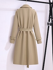 halpa Trench Coats-Naisten Trenssitakki Mukava Napit Tasku Muoti Moderni Tavallinen Bile Viikonloppu Kaksirivinen Pitkä Sänkyjen avaus Normaali Pitkähihainen Päällysvaatteet Musta Khaki Syksy Talvi