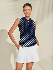economico Polo e quarterzip-Per donna Polo da golf Blu scuro Senza Maniche Top Abbigliamento da golf da donna Abbigliamento Abiti Abbigliamento