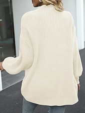 ieftine Cardigane și îmbrăcăminte exterioară-Pentru femei Pulover Bluza Elegant Modă Șic Stradă Culoare pură Deschis frontal Tricotat Manșon Lung Topuri obișnuite Tricotat În aer liber Zilnic Sfârșit de săptămână Negru Roz Îmbujorat Toamnă Iarnă