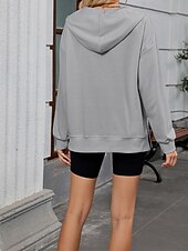 abordables Sweatshirts et Hoodies Texturés-Femmes Sweat à capuche Uni Streetwear Occasionnel Confortable manche longue À capuche Hauts Réguliers Rue Fête Sortir Poche Avant Quart de zip Noir Rose Claire Bleu Kaki Gris Automne
