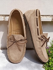 abordables Chaussures sans lacet et mocassins femme-Mocassins pour femmes avec nœud – Flats confortables à enfiler pour la conduite décontractée les balades au jardin les festivals de bière et les pique-niques de printemps