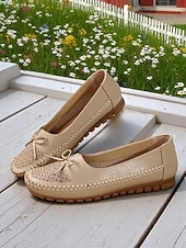 ieftine Pantofi Joși de Damă-Mocasini pliabili pentru femei – mocasini din piele moale cu tălpi flexibile pentru relaxare în grădină, lenevire pe verandă și purtare zilnică