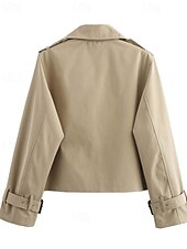 preiswerte Hemdjacken-Damen Freizeitjacke Bequem Knöpfe Tasche Mode Modern Einfach Täglich Ausgehen Doppelreihig Regulär Umlegekragen Normale Passform Langarm Oberbekleidung Schwarz Braun Khaki Herbst Winter