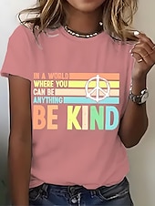 abordables T-shirt Humor &amp; Citations-Femmes T-shirt Graphique Lettre ancien Élégant Classique Manche Courte Col ras du cou Col rond Hauts Réguliers Quotidien Week-end Imprimé Noir Blanche Rose Claire Bleu Violet Été Printemps