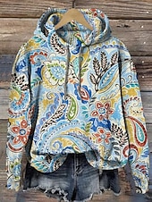 abordables Sweats à capuche-Femmes Sweat à capuche Graphique Chaud ancien Mode manche longue À capuche Hauts Réguliers Rue Tenue Quotidienne Fête Imprimé Rouge Bleu Violet Marron Vert Automne Hiver