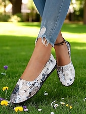 abordables Ballerines femme-Ballerines fleuries pour femmes – chaussures légères et décontractées à bout rond pour dames, idéales pour les promenades au parc, les pique-niques printaniers et le confort quotidien