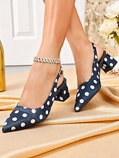 abordables Années 1950-Escarpins à talons compensés et bride arrière à pois pour femmes – chaussures habillées style années 1950 pour les fêtes, le bureau et les événements rétro