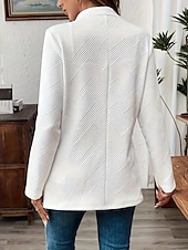 billiga Blazers och kostymer-Dam Kavaj Bekväm Andningsfunktion Knappar Ledigt Slät Kontor Gata Ledigt Dagliga kläder Enkelknäppt Normal Hög krage Normal Långärmad Ytterkläder Svart Vit Rodnande Rosa Sommar Höst