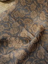cheap Cocktail Dresses-Jacquard Brocade Floral A-Line Cocktail Dresses Elegant Dress Formal Wedding Floor Length Long Sleeve Shirt Collar Detachable Nylon