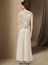 preiswerte Mit Jacke-A-Linie 3-teiliges Mutter der Braut Kleid Elegant Einfach Leger Boot-Ausschnitt Knöchellang Chiffon Langarm mit Spitze