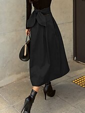 preiswerte Schlichte Röcke-Damen Rock A-Linie Mode Lässig Maxi Hohe Taille Röcke Einfach Tasche Mikroelastisch Straße Täglich Schwarz Armeegrün Khaki Sommer Polyester Baumwollmischung