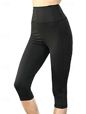 olcso Sima leggings-Női Capri nadrágok Nadrág Leggingek Alkalmi Borjú-hossz Természetes Sima Zseb Rugalmas derék Szabadtéri Kényelmes Vakáció Alkalmi lilásvörös Haditengerészet Fekete Katonai zöld Nyár Normál