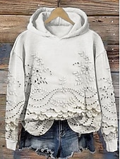 abordables Hauts Floraux-Femmes Sweat à capuche Fleuri Élégant Chaud Mode manche longue À capuche Hauts Réguliers Rue Tenue Quotidienne Imprimé Blanche Rose Claire Bleu Violet Vert Automne Hiver