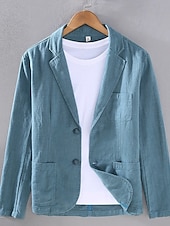 abordables Blazer en lin-Veste blazer en lin pour hommes mariage mode décontractée été unie sans doublure blanche ajustée à deux boutons