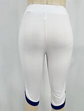 billiga Enkla Leggings-Dam Capribyxor Damasker Ledigt Fritids- Vadlängd Hög midja Färgblock Elastisk midja Mateial som andas Elastisk Semester Gata Dagliga kläder Svart Vit Rosa Sommar Höst Normal
