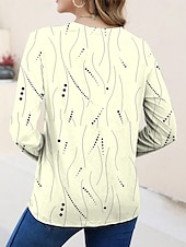abordables T-shirt Art &amp; Design-Femmes T-shirt Graphique Géométrique Élégant ancien Classique manche longue Col ras du cou Hauts Réguliers Quotidien Imprimé Jaune Rose Claire Bleu Été Printemps