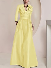 economico Lunghezza del pavimento-Linea ad A Sirena Tromba Tubino Colonna Lunghezza al pavimento Abito da invitata a nozze Abito Formale Abito da sera Abito da cerimonia per signora Manica 3/4 Mezza Manica Scollo a V Collo gioiello