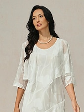 billige Dressy topper-Dame Trekker på skuldrene Helfarge Elegant Stilfull Fritid 3/4 ermer Asymmetrisk Crop Tops Bryllupsgjest Strandbryllup Salvie Grøn Svart Hvit Rosa Rød Sommer Vår Høst