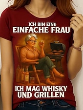 abordables T-shirt Humor &amp; Citations-Femmes T-shirt Graphique Lettre ancien Élégant Classique Manche Courte Col ras du cou Col rond Hauts Réguliers Quotidien Week-end Imprimé Noir Rouge Bleu Vert Été Printemps