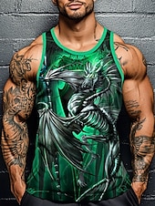 ieftine maiouri 3d pentru bărbați-Bărbați Balaur Vest Top Sub Cămașă Fără manșon Tricou Tipărire 3D Stil Nautic Cămașă Modă Exagerat Stradă Casual Zilnic Roșu-aprins Albastru piscină Mov Vară Primăvară Îmbrăcăminte S M L XL XXL XXXL