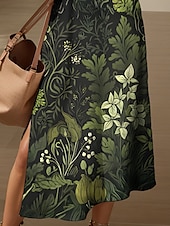 billiga Blommiga klänningar-Dam Maxiklänning Stickad klänning Vardagsklänning Solklänning A linjeklänning Elegant Semester Ledigt Strand Normal Blommig Grafisk Löv Kortärmad V-hals Rubinrött Blå Purpur Grön Sommar Vår