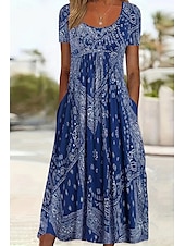 ieftine Rochii Boho-Pentru femei Rochie Lunga Rochie Maxi Rochie casual Modă Zilnic Fit regulat Floral Manșon scurt Stil Nautic Roz Îmbujorat Roșu-aprins Albastru piscină Gri Vară