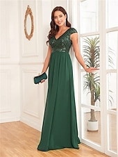 baratos PRETO-Vestidos Quinceanera A-Line Vestido Elegante Formal Comprimento de Chão Sem Mangas Decote V Chiffon Costas em V com Pregas