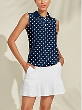 economico Polo e quarterzip-Per donna Polo da golf Blu scuro Senza Maniche Top Abbigliamento da golf da donna Abbigliamento Abiti Abbigliamento