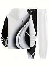 baratos Conjunto de Moletom 3D Masculino-Homens Geométrico Linha 2pcs Conjuntos de moletom 3D Moletom Moletom com capuz Manga Longa Calças compridas Com Capuz Casual Diário Moderno Roupa Esportiva Impressão 3D Primavera Outono Inverno