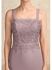 cheap With Jacket-A-Line 3 Piece Mother of the Bride Dress Elegant Simple Casual Square Neck Floor Length Chiffon Sleeveless Long Sleeve Lace with Jacket