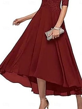 preiswerte Bodenlänge-A-Linie Brautmutterkleid Elegant Rundhalsausschnitt Knöchellänge Spitze Halbarm mit Einfarbig 2025