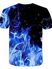 cheap Skull &amp; Bone-Men&#039;s Graphic Flame Shirt T shirt Flame Shirt Short Sleeve T shirt Round Neck Shirt Streetwear Exaggerated Club Beach Blue Fuchsia Orange Summer Clothing Apparel Asian Size S M L XL 2XL 3XL 4XL