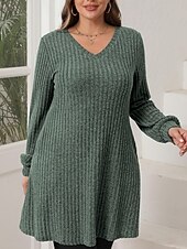 economico Abiti in maglia-Per donna Mini Abito Abito in maglia Casual Casuale Vestibilità regolare Semplice Manica Lunga Scollo a V Nero Marrone Verde Grigio Autunno Inverno