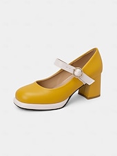 abordables Retro de los años 50-Tacones Mary Jane mod de los años 50 para mujer: zapatos retro de tacón grueso con punta redonda en azul y blanco con correa para atuendos vintage, fiestas de té o uso diario.
