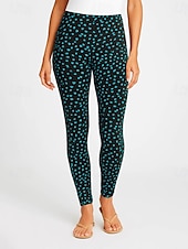 billiga Leggings-Dam Damasker Semester Vintage Etnisk Stil Ankellång Hög midja Grafisk 3D-utskrift Snabb tork Mateial som andas Mjuk Elastisk Utomhus Hem Casual Blå Grön Höst Normal