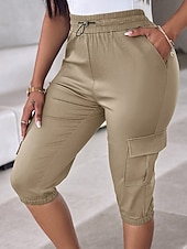 Dam Cargo-shorts Capribyxor Mode Streetwear Vadlängd Naturlig Solid färg Ficka Elastisk midja Bekväm Microelastisk Sport & Utomhus Dagliga kläder Vin Svart Rodnande Rosa Armégrön Sommar Vår Normal billiga lastbyxor för kvinnor-Dam Cargo-shorts Capribyxor Mode Streetwear Vadlängd Naturlig Solid färg Ficka Elastisk midja Bekväm Microelastisk Sport & Utomhus Dagliga kläder Vin Svart Rodnande Rosa Armégrön Sommar Vår Normal